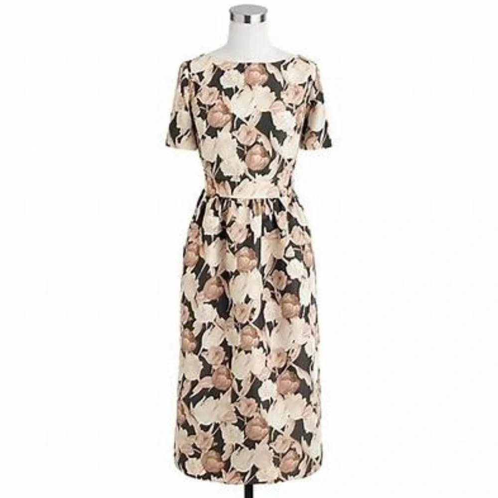 NWOT$398 J. Crew Collection Luela Antique Tulip Fit & Flare dress size 4_2